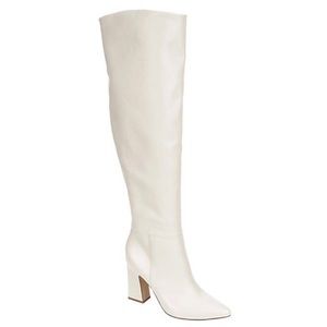 MICHAEL SHANNON CAMILLE WIDE CALF OVER THE KNEE BOOT - OFF WHITE 6.5 NIB